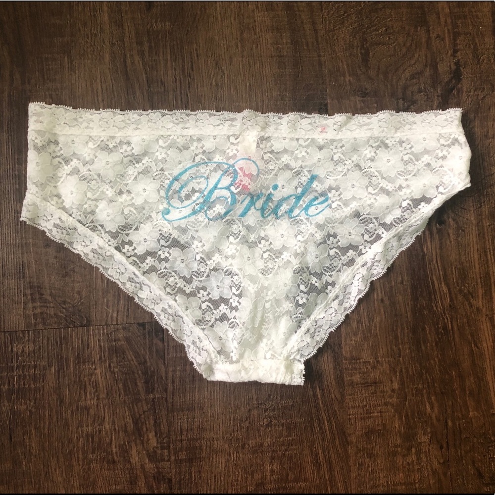 “BRIDE” Lace Panties White Bridal Wedding Night Underwear Sz L